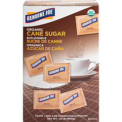 Genuine Joe Turbinado Natural Cane Sugar Packets 0.159 oz (4.5 g) - Molasses Flavor - Natural Sweetener - 200 / Box (GJO70470)