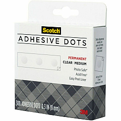 Scotch Adhesive Dots 0.30" Length x 0.30" Width - Clear - Dispenser Included - For Paper, Wood, Metal, Card, Scrapbooking, Foam - 1 Box (010300M)