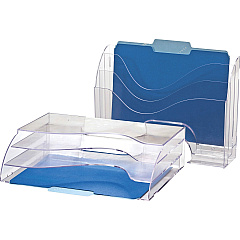 Officemate Clear Wave 2-way Desktop Organizer 3 Compartment(s) - 3 Tier(s) - 11.25" Height x 13" Width x 3.62" Depth - Desktop - Clear - Plastic - 1 Each (22904)