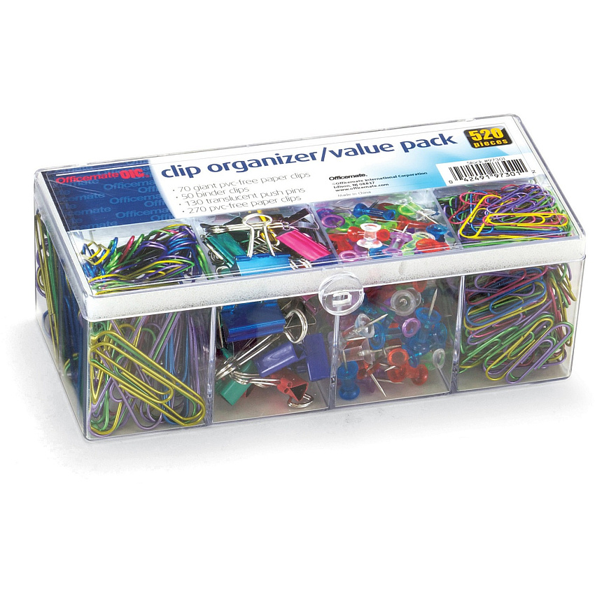Officemate Flip Lid Clip Organizer Value Pack Assorted - 1 Pack (97301)