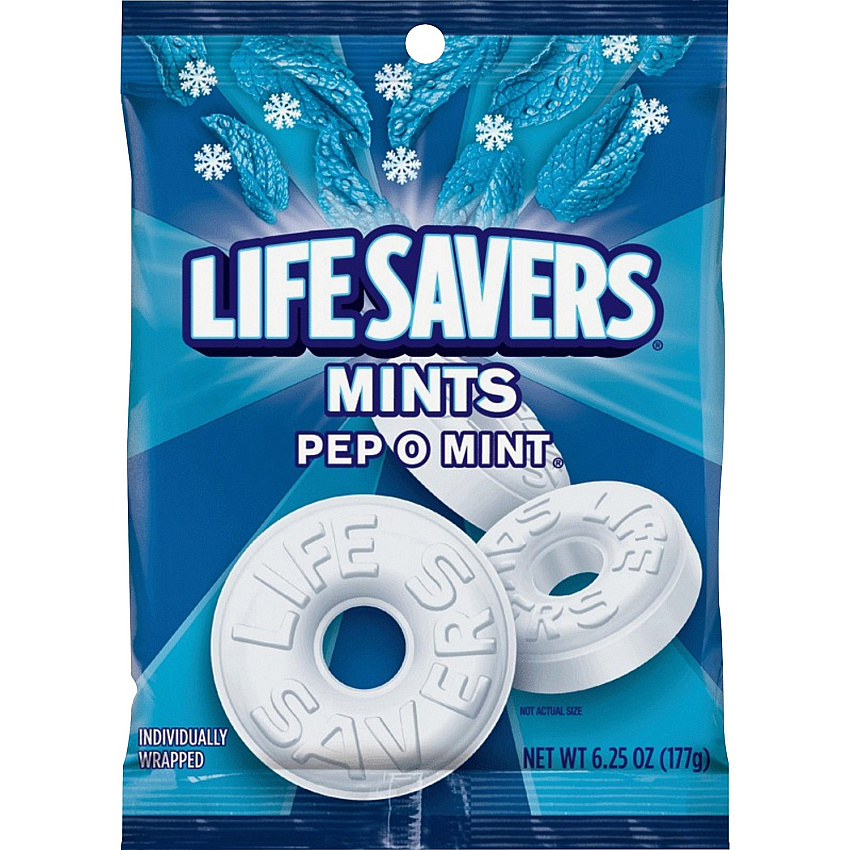 Wrigley Life Savers Peppermint Hard Candies Peppermint - Individually Wrapped - 6.25 oz - 1 Bag (08503)
