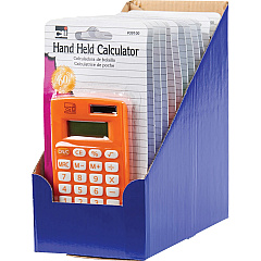 Charles Leonard 8-digit Hand Held Calculator Dual Power, Non-slip Rubber Key - 8 Digits - Battery Powered - Assorted - 1 Display Box (39100ST)