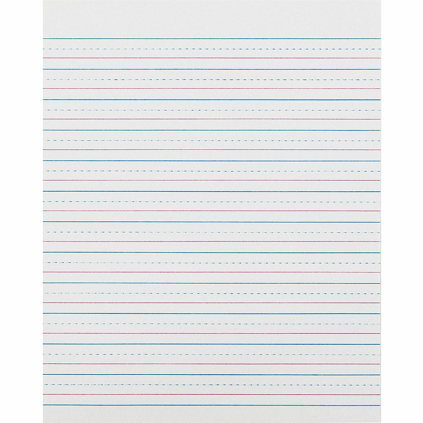 Zaner-Bloser Pacon Broken Midline Sulphite Paper 500 Sheets - 0.50" Ruled - 8" x 10 1/2" Sheet Size - White Paper - 1 Ream (ZP2413)