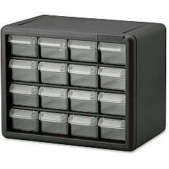 Akro-Mils 16-Drawer Plastic Storage Cabinet 16 Drawer(s) - 8.50" Height x 6.40" Width x 10.50" Length - Floor - Stackable, Finger Grip, Unbreakable - Black - Polymer, Plastic - 1 Each (10116)