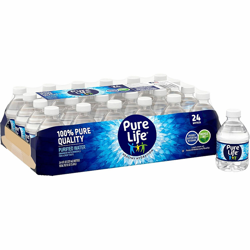 Pure Life Purified Bottled Water Ready-to-Drink - 8 fl oz (237 mL) - 24 / Carton (194627)