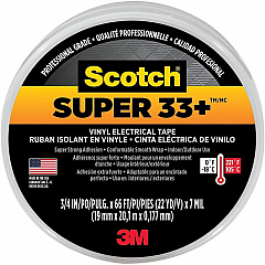 Scotch Super 33 Plus Vinyl Electrical Tape 22 yd Length x 0.75" Width - Black - Rubber - Vinyl Backing - Flame Resistant, Temperature Resistant, Weather Resistant, Abrasion Resistant, Moisture Resistant, Alkali Resistant, Acid Resistant, Corros (6132BA10)