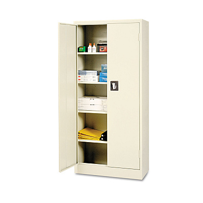 Alera Space Saver Storage Cabinet, Four Shelves, 30w x 15d x 66h, Putty (ALECM6615PY)