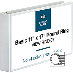 Business Source Tabloid-size Round Ring Reference Binder 2" Binder Capacity - Tabloid - 11" x 17" Sheet Size - Fastener: Round Ring - White - Recycled - Durable, Clear Overlay - 1 Each (BSN45101) Business Source Tabloid-size Round Ring Reference Binder 2" Binder Capacity - Tabloid - 11" x 17" Sheet Size - Fastener: Round Ring - White - Recycled - Durable, Clear Overlay - 1 Each (BSN45101)