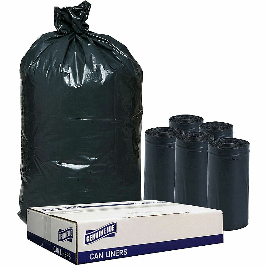 Genuine Joe Slim Jim 23-gallon Can Liners Medium Size - 23 gal Capacity - 43" Length x 28.50" Width - Low Density - Black - Office Waste, Food - Recycled - 1 Carton (GJO70057)