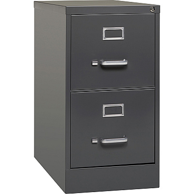 Lorell Fortress Series 26-1/2" Commercial-Grade Vertical File Cabinet 15" Width x 26.5" Depth x 28.4" Height - 2 x Drawer(s) for File - Letter - Vertical - Drawer Extension, Security Lock, Label Holder, Pull Handle - Charcoal - Steel - Recycled (LLR66911)