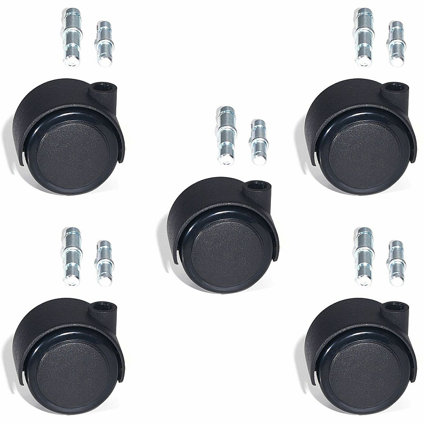 Lorell Premium Soft Dual-Wheel Casters Set 2.50" Diameter - Nylon, Metal - Black - 5 / Set (LLR33446)