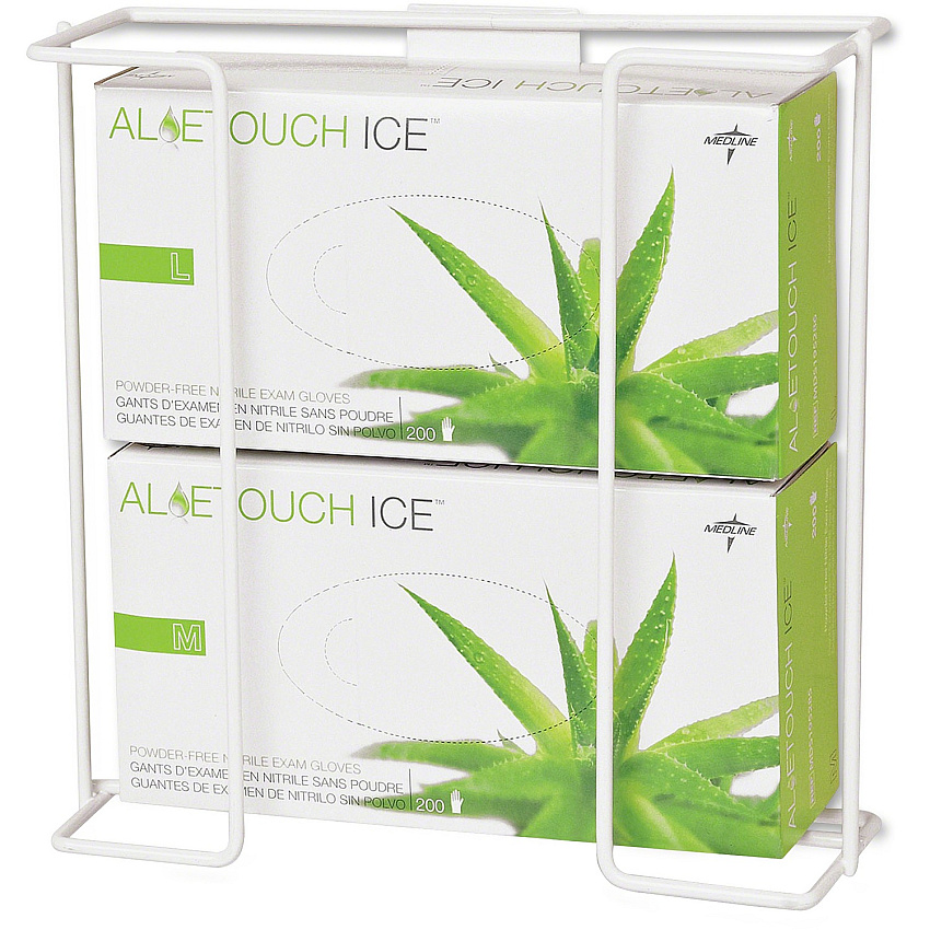 Medline Horizontal-Mount Wire Double Glove Box Holder Horizontal - White - 2 / Pack (MDS192094B)