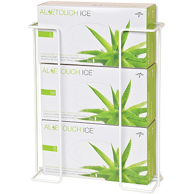 Medline Horizontal-Mount Wire Triple Glove Box Holder Horizontal - White - 2 / Pack (MDS193094)
