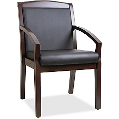 Lorell Sloping Arms Wood Frame Guest Chair Black Seat Color - Bonded Leather Seat Material - Black Back Color - Bonded Leather Back Material - Espresso Frame Color - Wood Frame Material - Four-legged Base - 1 Each (LLR20015) Lorell Sloping Arms Wood Frame Guest Chair Black Seat Color - Bonded Leather Seat Material - Black Back Color - Bonded Leather Back Material - Espresso Frame Color - Wood Frame Material - Four-legged Base - 1 Each (LLR20015)