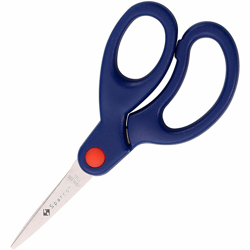 Sparco Bent Handle 5" Kids Scissors 5" Overall Length - Stainless Steel - Pointed Tip - Blue - 1 Each (39049)