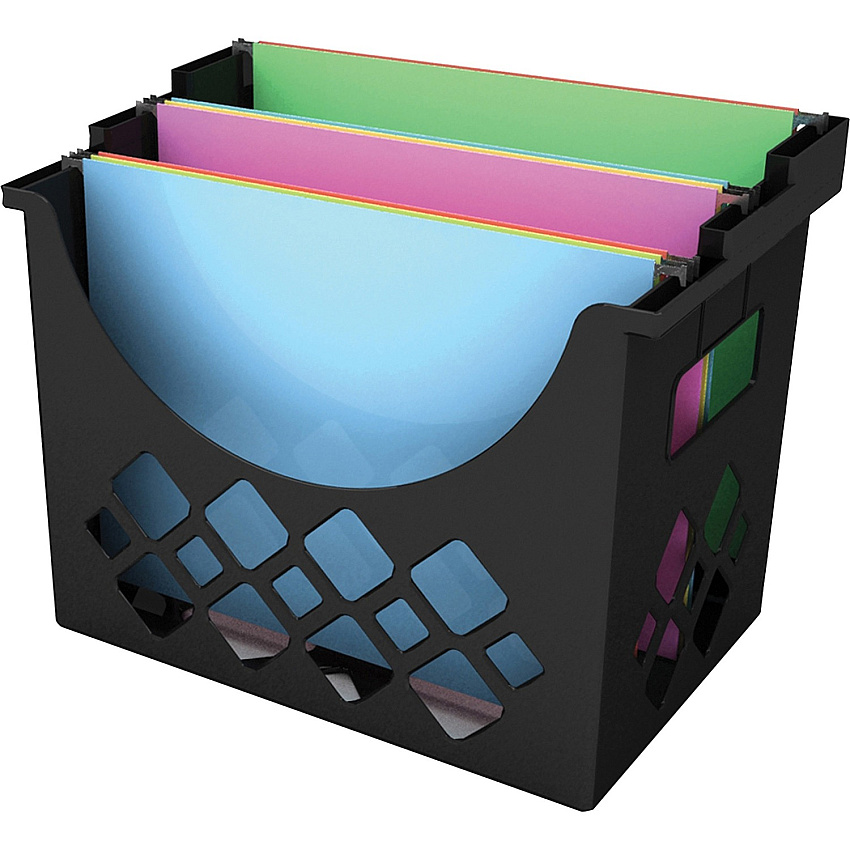 Deflecto Sustainable Office Desktop Hanging File Holder 9.63" Height x 13.25" Width x 8.50" Depth - Desktop - Sturdy - 30% Recycled - Black - 1 Each (39304)