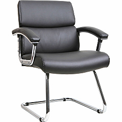 Lorell Vuelo Modern Bonded-Leather Office Chairs Black Seat Color - Bonded Leather Seat Material - Black Back Color - Sled Base - Black - Leather - 1 Each (LLR20019)