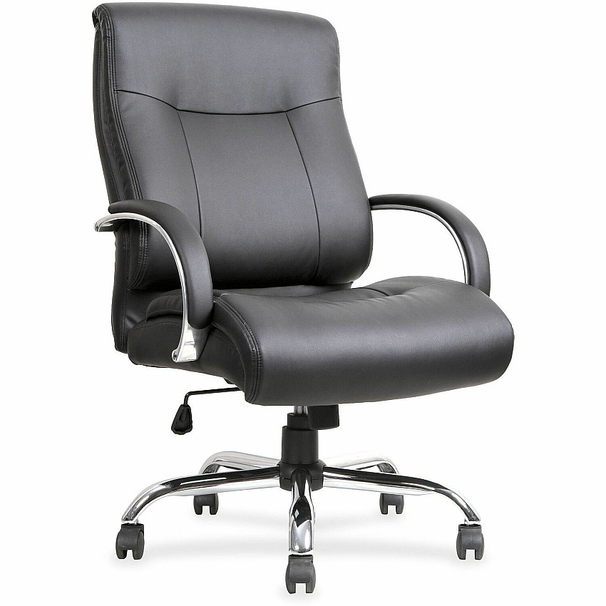 Lorell Deluxe Big & Tall Chair Black Seat Color - Bonded Leather Seat Material - Black Back Color - Bonded Leather Back Material - 5-star Base - Black - 1 Each (LLR40206)