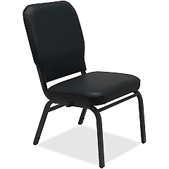 Lorell Oversize Stack Chairs with No Arms Black Seat Color - Vinyl Seat Material - Black Back Color - Vinyl Back Material - Steel Frame Material - Four-legged Base - 2 / Carton (LLR59596)