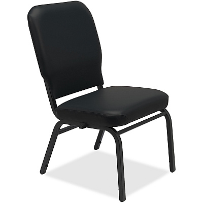 Lorell Oversize Stack Chairs with No Arms Black Seat Color - Vinyl Seat Material - Black Back Color - Vinyl Back Material - Steel Frame Material - Four-legged Base - 2 / Carton (LLR59596)