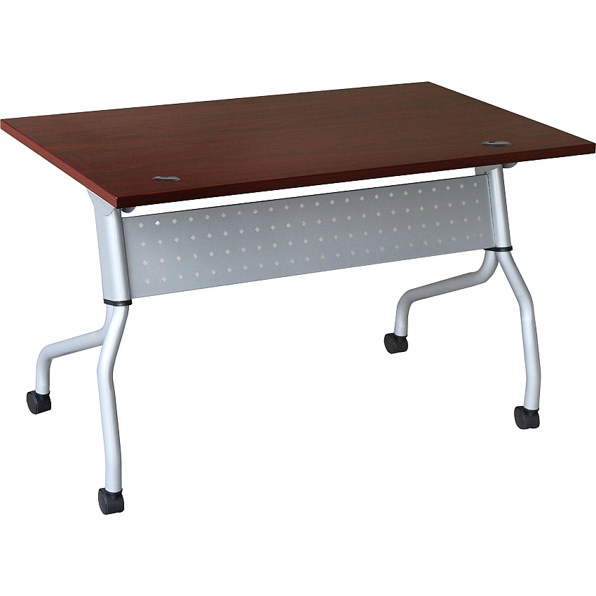 Lorell Flip Top Training Table Rectangle Top - Four Leg Base - 4 Legs - 23.60" Table Top Width x 48" Table Top Depth - 29.50" Height x 47.25" Width x 23.63" Depth - Training - Assembly Required - Mahogany - Nylon - Melamine Top Material - 1 Eac (LLR60722)