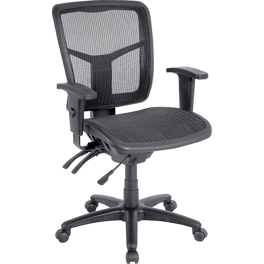 Lorell Mid-Back Mesh Swivel Office Chair Black Frame Color - 5-star Base - Black, Silver - 1 Each (LLR86904)