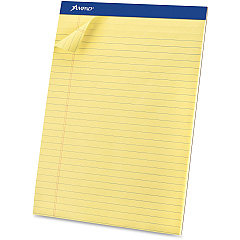 Ampad Basic Perforated Writing Pads - Legal 50 Sheets - Stapled - 0.34" Ruled - 15 lb Basis Weight - Legal - 8 1/2" x 11 1/2" Sheet Size x 8.5" Width x 11.8" Length - Canary Yellow Paper - Dark Blue Binding - Sturdy Back, Chipboard Backing, Micro (20260) Ampad Basic Perforated Writing Pads - Legal 50 Sheets - Stapled - 0.34" Ruled - 15 lb Basis Weight - Legal - 8 1/2" x 11 1/2" Sheet Size x 8.5" Width x 11.8" Length - Canary Yellow Paper - Dark Blue Binding - Sturdy Back, Chipboard Backing, Micro (20260)