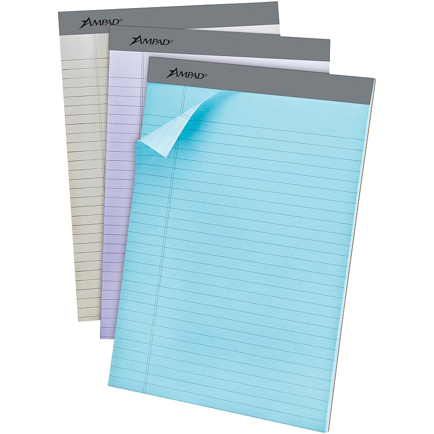 Ampad Pastel Perforated Pad 50 Sheets - 0.34" Ruled - 15 lb Basis Weight - Letter - 8 1/2" x 11" Sheet Size - Micro Perforated - 1 Pack (20602R)