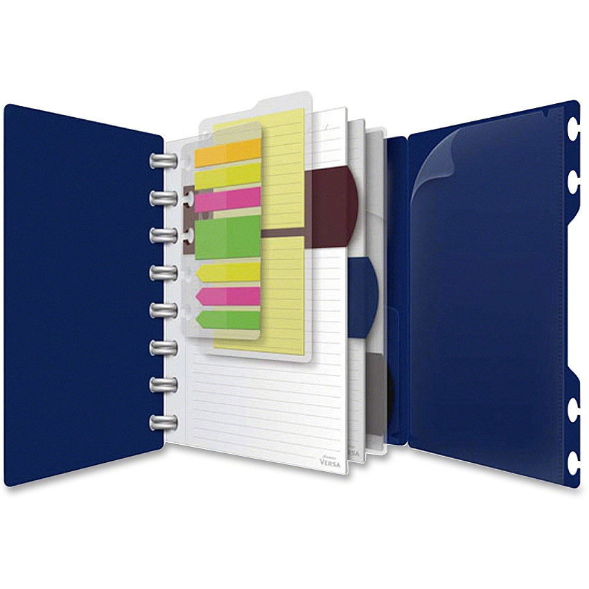 TOPS Versa Crossover Ruled Spiral Notebook 60 Sheets - Spiral - 24 lb Basis Weight - 6" x 9" Sheet Size - Navy Poly Cover - Repositionable, Pocket, Micro Perforated - 1 Each (25635)
