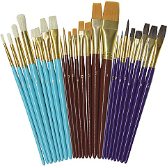 Creativity Street Deluxe Brush Assortment Natural Wood Handle - Aluminum Ferrule - 24 / Set (5134) Creativity Street Deluxe Brush Assortment Natural Wood Handle - Aluminum Ferrule - 24 / Set (5134)