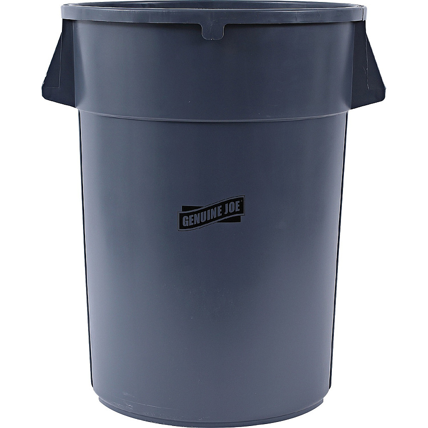 Genuine Joe 44-gallon Heavy-duty Trash Container 44 gal Capacity - Heavy Duty, Handle - 24" Height x 31.5" Width x 24" Depth - Gray - 1 Each (GJO11581)