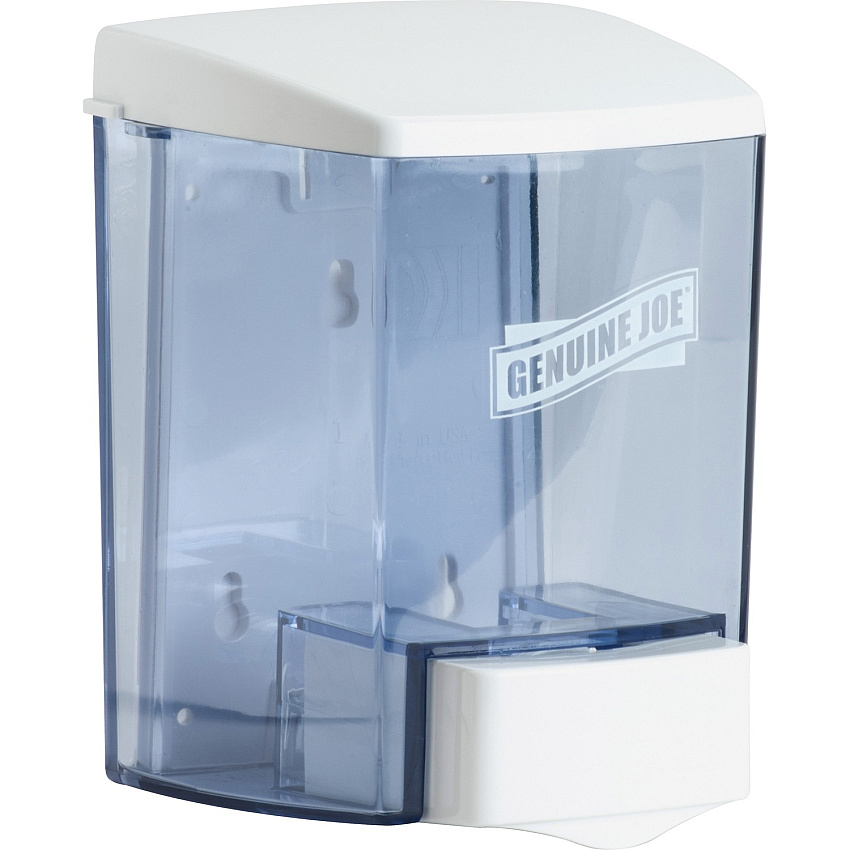 Genuine Joe 30 oz Soap Dispenser Manual - 30 fl oz Capacity - See-through Tank, Water Resistant, Soft Push - Clear - 1 Each (GJO29425)