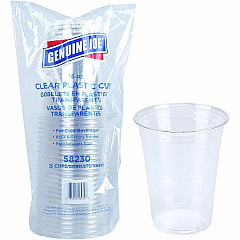 Genuine Joe 16 oz Clear Plastic Cups 16 fl oz - Clear - Plastic - Cold Drink, Beverage - 25 / Pack (GJO58230)