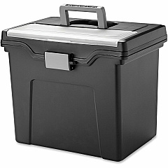 IRIS Portable Letter-size File Box External Dimensions: 13.8" Length x 10.2" Width x 11.7" Height - Media Size Supported: Letter 8.50" x 11" - Buckle Closure - Black - For Pen/Pencil, Business Card, Hanging Folder - 1 Each (110977)