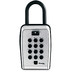 Master Lock Portable Key Safe Push Button Lock - Weather Resistant, Scratch Resistant - for Door - Overall Size 7.2" Height x 5.3" Width x 2.2" Depth - Black, Silver - Metal, Vinyl - 1 Each (5422D)