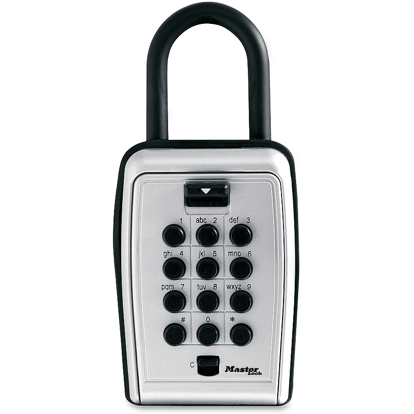 Master Lock Portable Key Safe Push Button Lock - Weather Resistant, Scratch Resistant - for Door - Overall Size 7.2" Height x 5.3" Width x 2.2" Depth - Black, Silver - Metal, Vinyl - 1 Each (5422D)