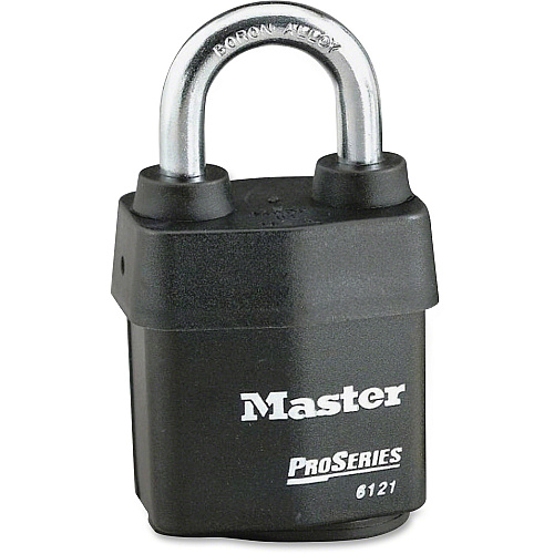 Master Lock Pro Series Rekeyable Padlock Keyed Different - 0.31" Shackle Diameter - Cut Resistant, Pry Resistant, Weather Resistant - Steel - Black - 1 Each (6121D)
