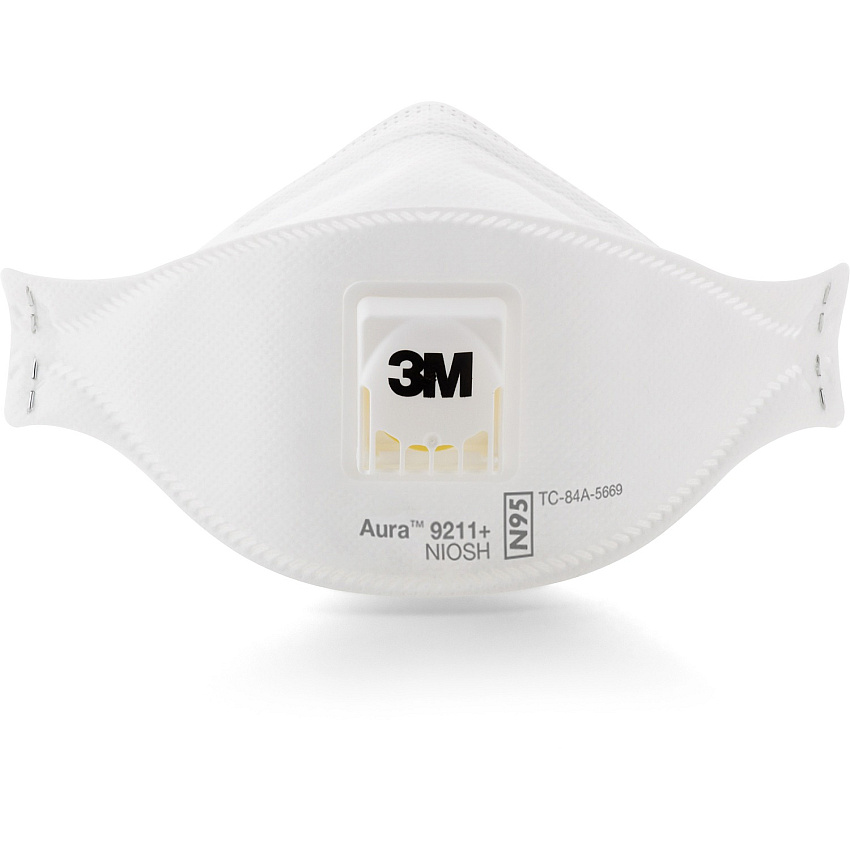 3M Aura Particulate Respirator Particulate, Dust, Fog Protection - White - Comfortable, Adjustable Nose Clip, Disposable, Lightweight, Exhalation Valve, Collapse Resistant - 1 Box (9211PLUS)