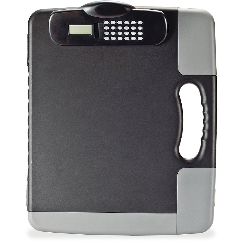 Officemate Portable Storage Clipboard with Calculator Heavy Duty - Plastic - Charcoal Black - 1 Each (83302)