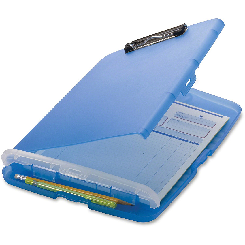 Officemate Slim Clipboard Storage Box 1" Clip Capacity - 8 1/2" x 11" Sheet Size - Blue - 1 Each (83304)