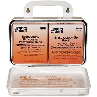 Pac-Kit Safety Equipment Bloodborne Pathogens Kit 27 x Piece(s) - 4.5" Height x 7.5" Width x 2.8" Depth - Plastic Case - 1 Kit (3060)