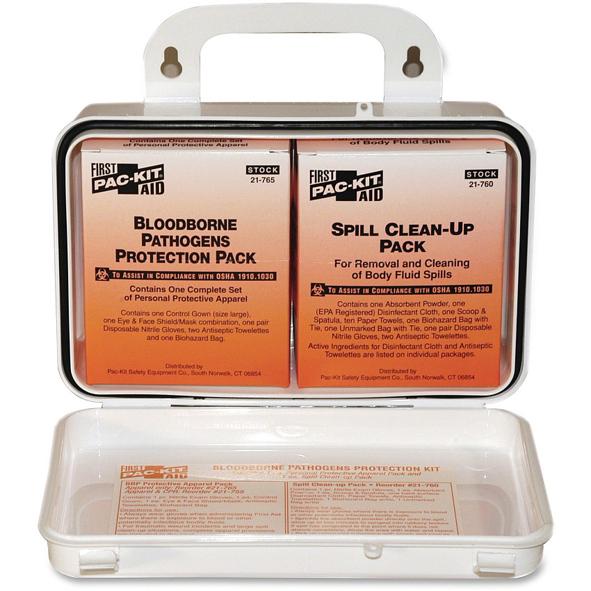 Pac-Kit Safety Equipment Bloodborne Pathogens Kit 27 x Piece(s) - 4.5" Height x 7.5" Width x 2.8" Depth - Plastic Case - 1 Kit (3060)