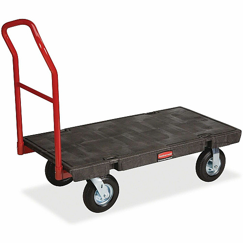 Rubbermaid Commercial Heavy-duty Platform Truck Push Handle Handle - 1000 lb Load Capacity - 4 Casters - Resin, Metal, High-density Polyethylene (HDPE) - 48" Length x 24" Width - Steel Frame - Black - 1 Each (443600BLA)