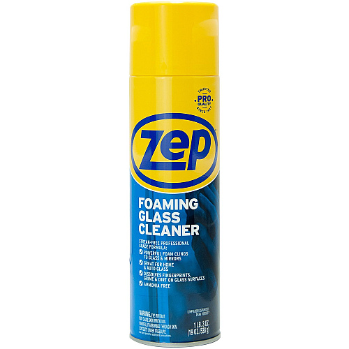 Zep Foaming Glass Cleaner For Glass, Window, Home, Office, Automobile, Mirror, Nonporous Surface, Tinted Glass - 19 oz (1.19 lb) - Recommended For: Fingerprint Remover, Film Remover, Grease Remover, Smudge Remover, Dirt Remover - Ammonia-free -  (ZUFGC19)