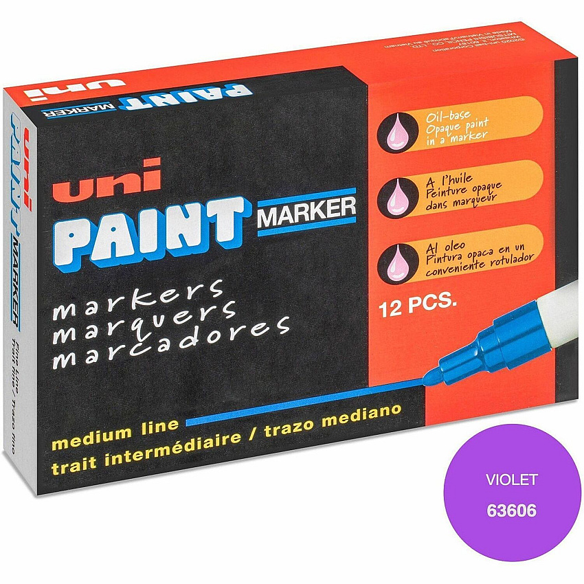 uni-ball uni&reg; uni-Paint PX-20 Oil-Based Marker Violet Ink - Oil Based - White Barrel - 12 / Dozen (63606DZ)