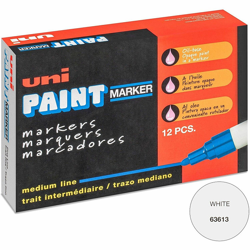 uni-ball uni&reg; uni-Paint PX-20 Oil-Based Marker White Ink - Oil Based - White Barrel - 12 / Dozen (63613DZ)