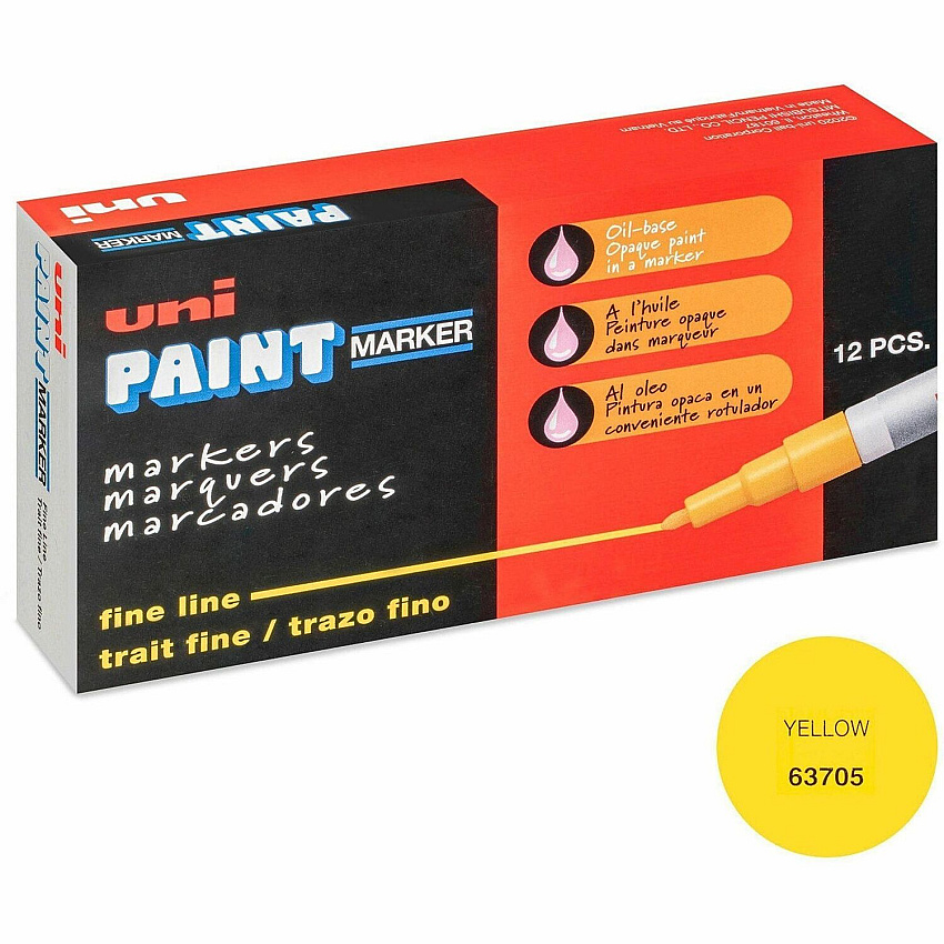uni-ball uni&reg; uni-Paint PX-21 Oil-Based Marker Yellow Ink - Oil Based - 12 / Dozen (63705DZ)