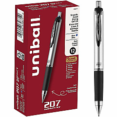 uni-ball uniball™ 207 Impact RT Gel Pens 1 mm Bold Pen Point - Refillable - Retractable - Blue Ink - Gel-based - Metallic Barrel - 12 / Dozen (65871DZ) uni-ball uniball™ 207 Impact RT Gel Pens 1 mm Bold Pen Point - Refillable - Retractable - Blue Ink - Gel-based - Metallic Barrel - 12 / Dozen (65871DZ)
