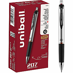 uni-ball uniball™ 207 Impact RT Gel Pens 1 mm Bold Pen Point - Refillable - Retractable - Red Ink - Gel-based - Metallic Barrel - 12 / Dozen (65872DZ) uni-ball uniball™ 207 Impact RT Gel Pens 1 mm Bold Pen Point - Refillable - Retractable - Red Ink - Gel-based - Metallic Barrel - 12 / Dozen (65872DZ)