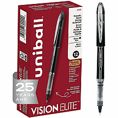 uni-ball uniball™ Vision Elite Rollerball Pen 0.5 mm Micro Pen Point - Black Ink - 12 / Dozen (69000DZ) uni-ball uniball™ Vision Elite Rollerball Pen 0.5 mm Micro Pen Point - Black Ink - 12 / Dozen (69000DZ)